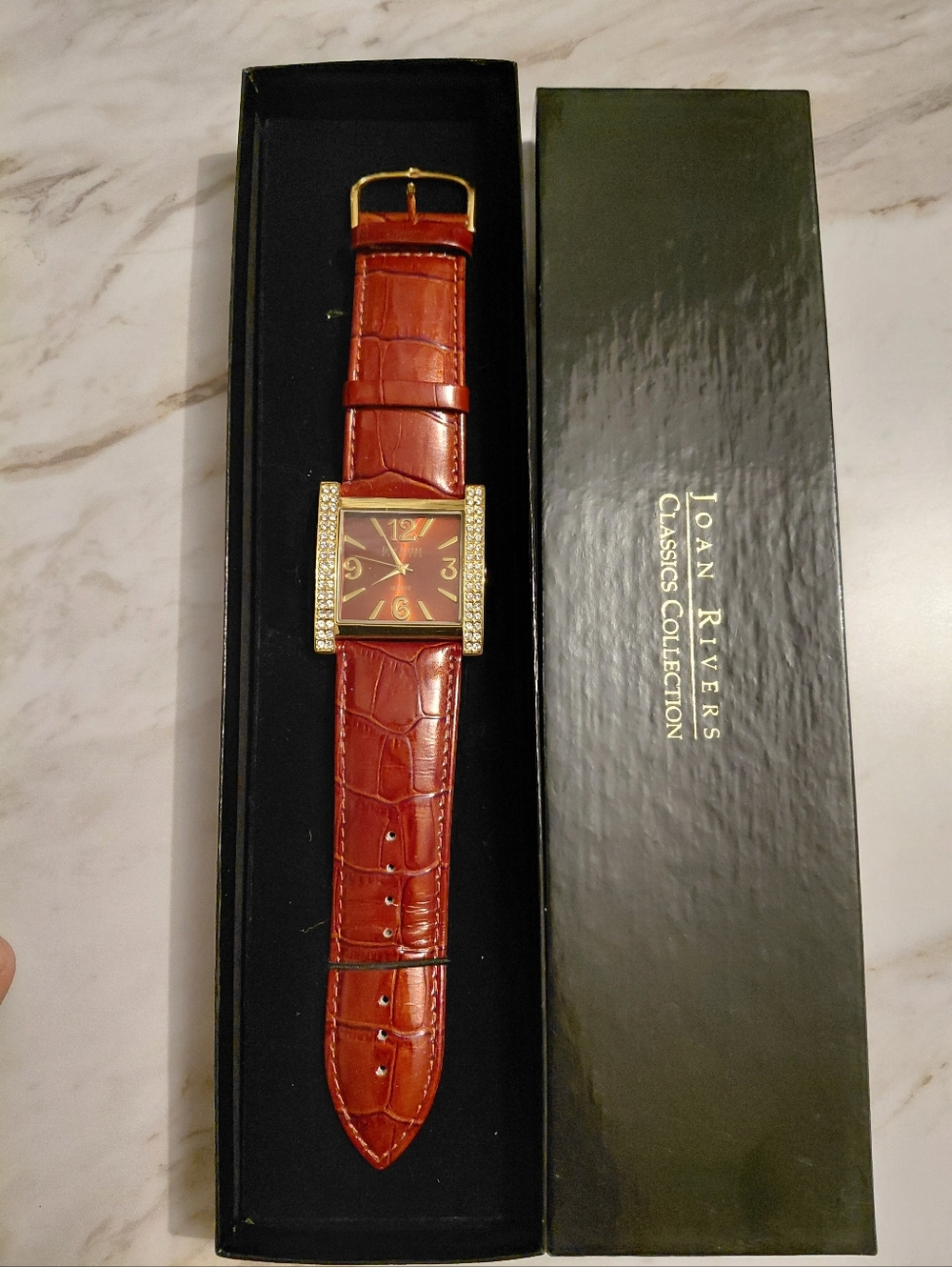 Joan Rivers Classic Brown Leather Strap Watch with Gold-tone Accents - Picture 2 of 5